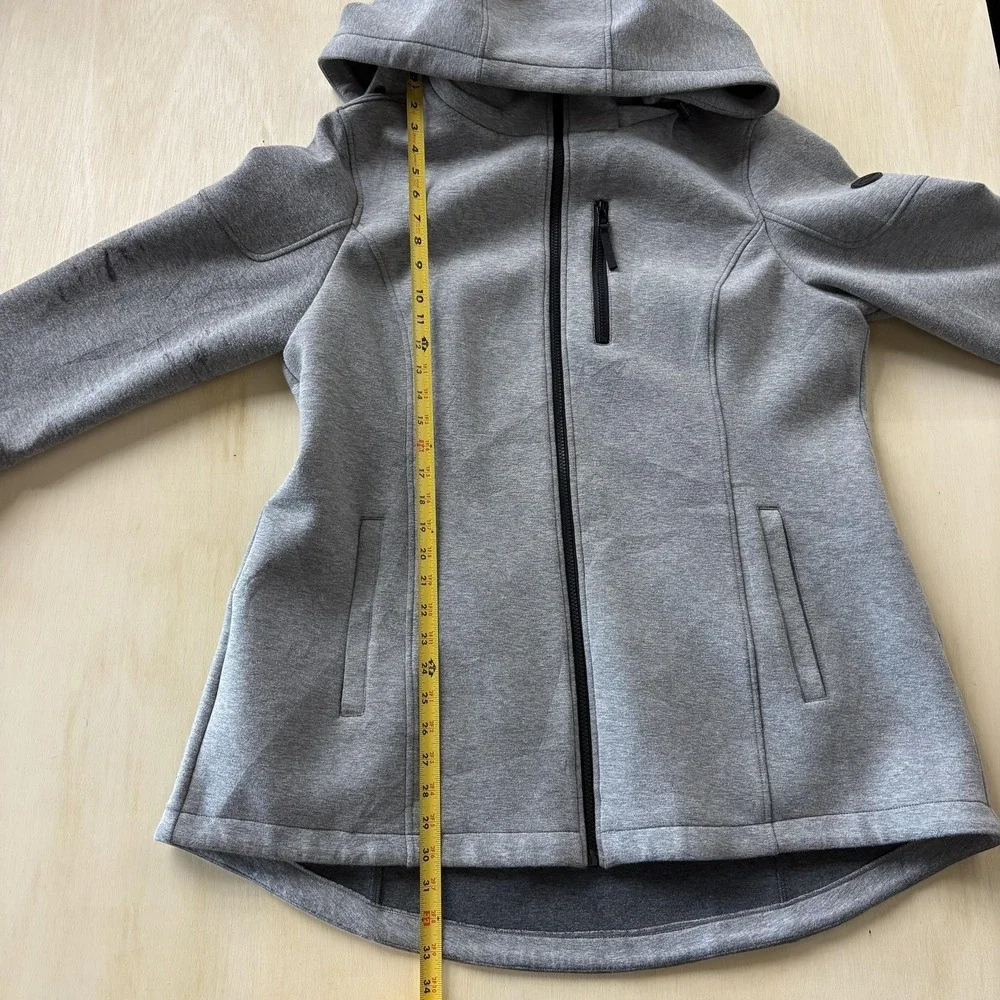 Calvin Klein Jacket Womens 1X Gray Hooded Softshell Full Zip Pockets‎ Stretch